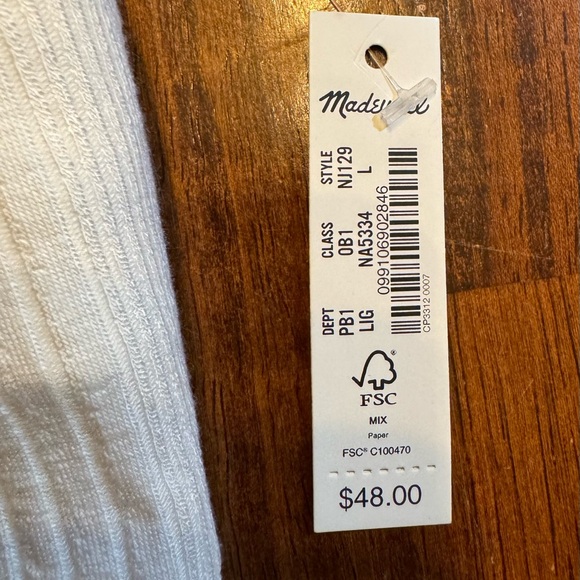 Madewell Ivory Ribbed Crop Racerback Tank Top - Picture 3 of 6